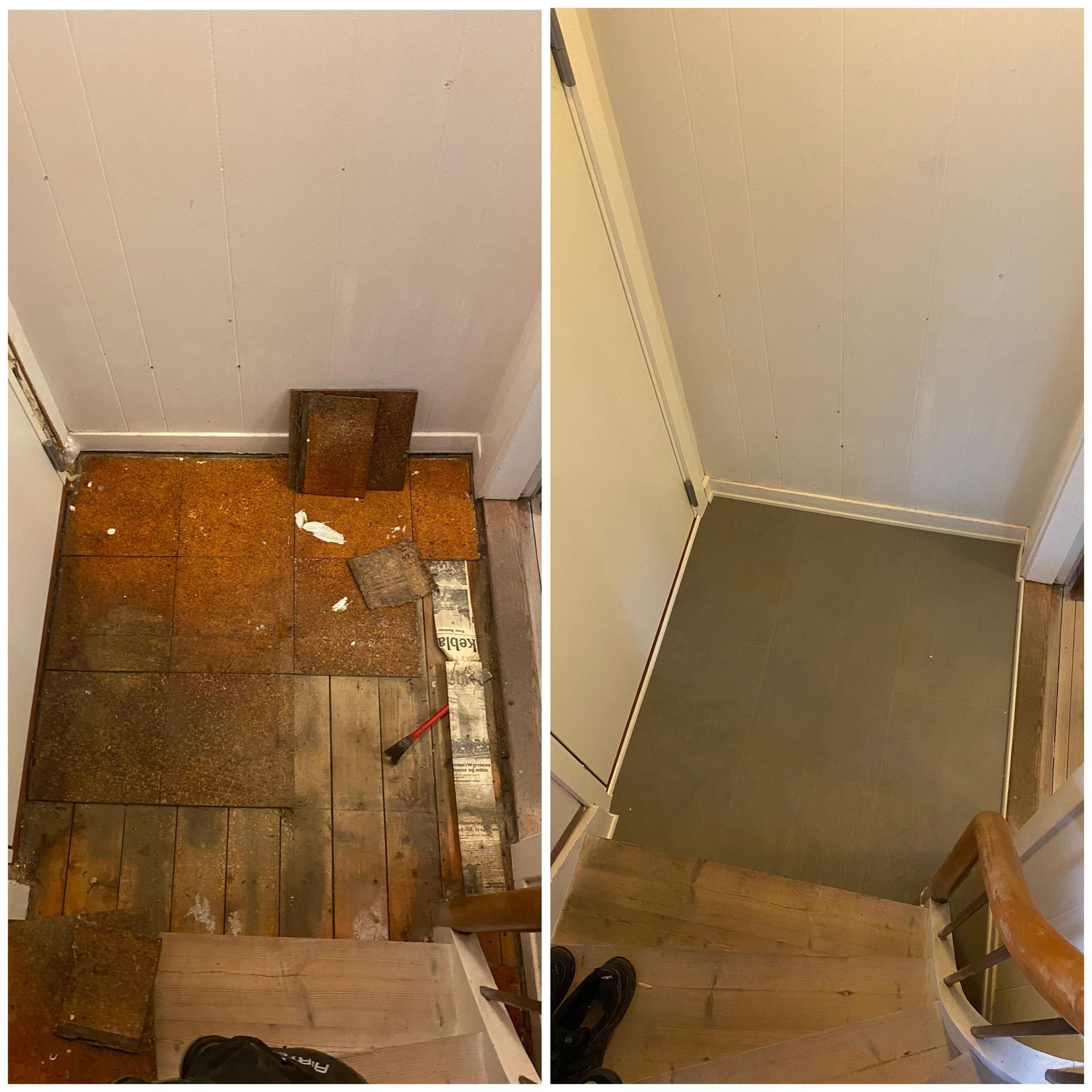 Før og efter nyt gulv